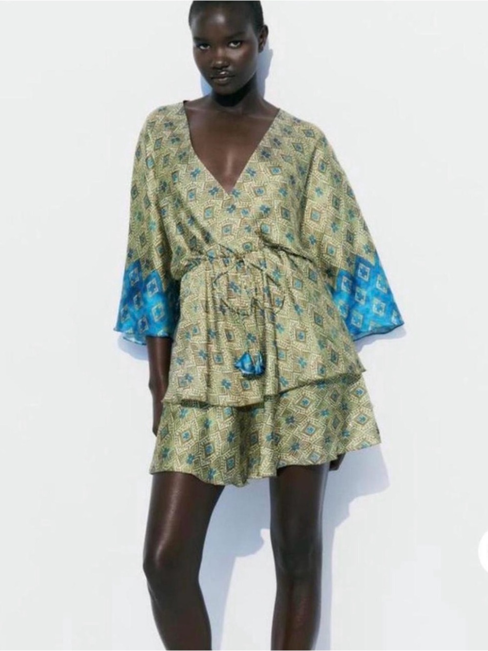 Zara Printed Satin Tunic Mini Dress size small